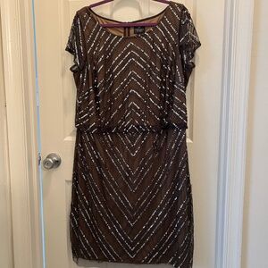 Adrianna Papell Sequin Cocktail Dress (14W)